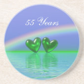 55th Anniversary Emerald Hearts Sandstein Untersetzer (Vorne)