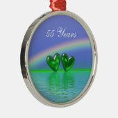 55th Anniversary Emerald Hearts Silbernes Ornament (Rechts)