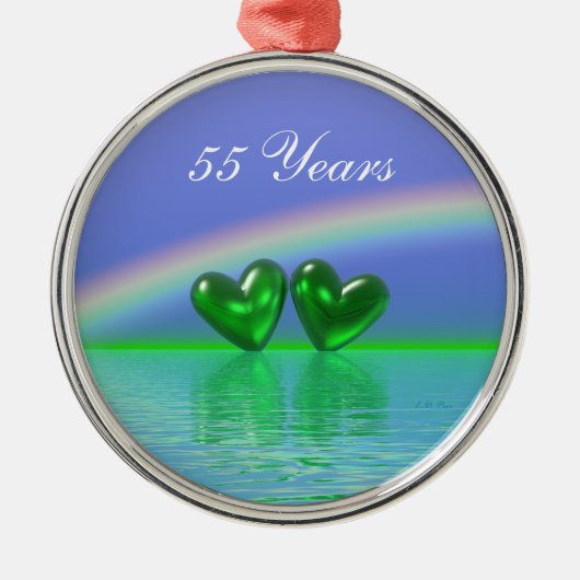 55th Anniversary Emerald Hearts Silbernes Ornament (Vorne)