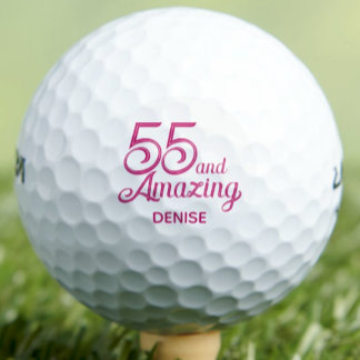 55th Birthday Gift Fun Pink Custom Name Golfball