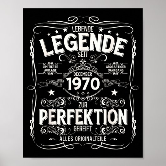 55th Birthday Gift Men Women Legend December 1970  Poster (Vorne)