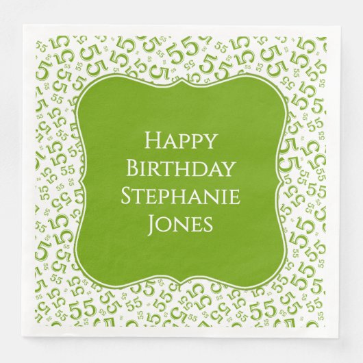 55th Birthday Green/White Bracket Number Pattern Serviette (Vorderseite)