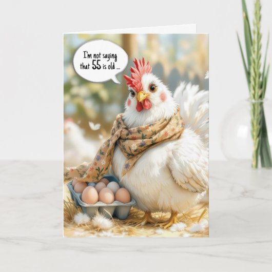 55th Birthday Hen With Eggs in Carton Karte (Vorderseite)