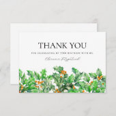 55th Birthday Holly December Birth Flower Custom Dankeskarte (Vorne/Hinten)