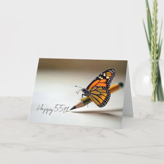 55th Birthday Monarch Butterfly On a Pencil Karte (Vorderseite)