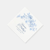 55th Birthday Party Blue Rose Floral Custom Serviette (Ecke)
