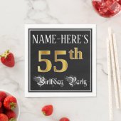 55th Birthday Party — Fancy Script, Faux Gold Look Serviette (Beispiel)