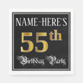 55th Birthday Party — Fancy Script, Faux Gold Look Serviette (Vorderseite)
