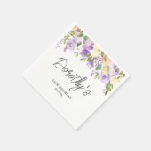 55th Birthday Party Purple Rose Floral Custom Serviette (Ecke)