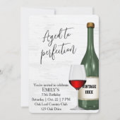 55th Birthday Party Red Wine Glass and Bottle Einladung (Vorderseite)