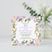 55th Birthday Pretty Purple Floral Invitation Einladung (Stehend Vorderseite)
