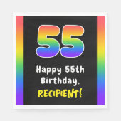 55th Birthday: Rainbow Spectrum # 55, Custom Name Serviette (Vorderseite)
