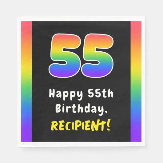 55th Birthday: Rainbow Spectrum # 55, Custom Name Serviette (Vorderseite)