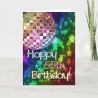 55th birthday with disco ball and rainbow of stars