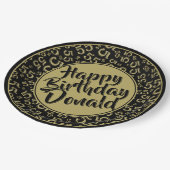 55th Black/Gold Random Number Pattern Pappteller (Schrägansicht)