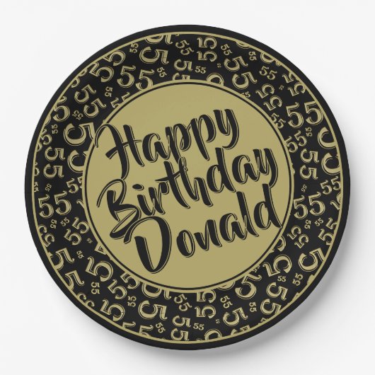 55th Black/Gold Random Number Pattern Pappteller (Vorderseite)