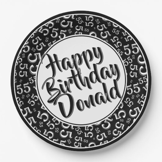 55th Black/White Random Number Pattern Pappteller (Vorderseite)