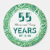 55th Emerald Wedding Annivers Paisley Pattern Magnet (Vorne)