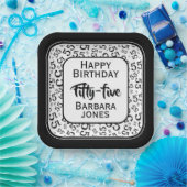 55th Party Random Number Pattern Black/White Pappteller (Party)