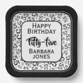 55th Party Random Number Pattern Black/White Pappteller (Vorderseite)