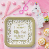 55th Party Random Number Pattern Gold/White Pappteller (Party)