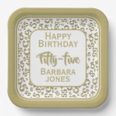 55th Party Random Number Pattern Gold/White Pappteller (Vorderseite)