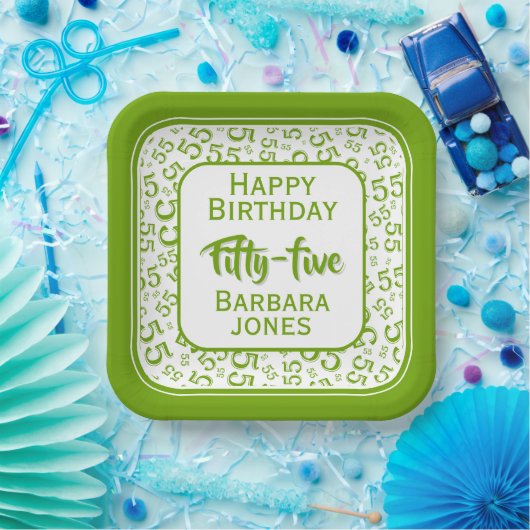 55th Party Random Number Pattern Green/White Pappteller (Party)