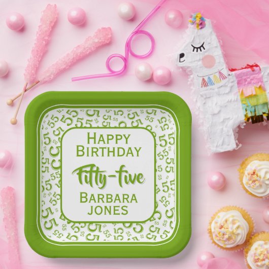 55th Party Random Number Pattern Green/White Pappteller (Party)