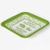 55th Party Random Number Pattern Green/White Pappteller (Gewinkelt)