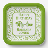 55th Party Random Number Pattern Green/White Pappteller (Vorderseite)