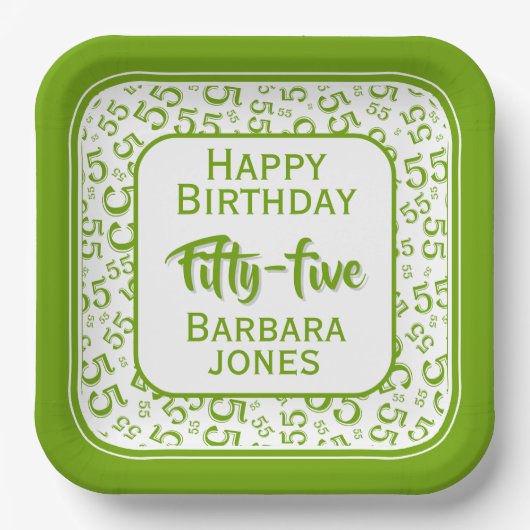 55th Party Random Number Pattern Green/White Pappteller (Vorderseite)