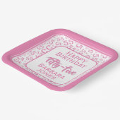 55th Party Random Number Pattern Pink/White Pappteller (Gewinkelt)