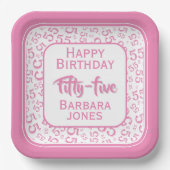 55th Party Random Number Pattern Pink/White Pappteller (Vorderseite)