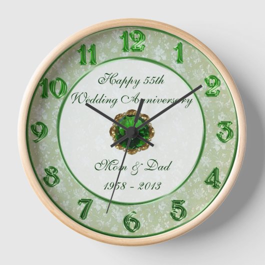 55th Wedding Anniversary Clock Uhr (Vorderseite)