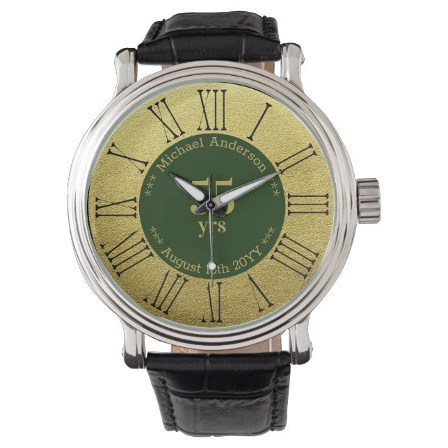 55yrs Retirement or Anniversary Personalized Armbanduhr (Vorderseite)