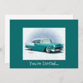 '56 Chevy - Aquamarine individuelle Einladungen (Vorne/Hinten)