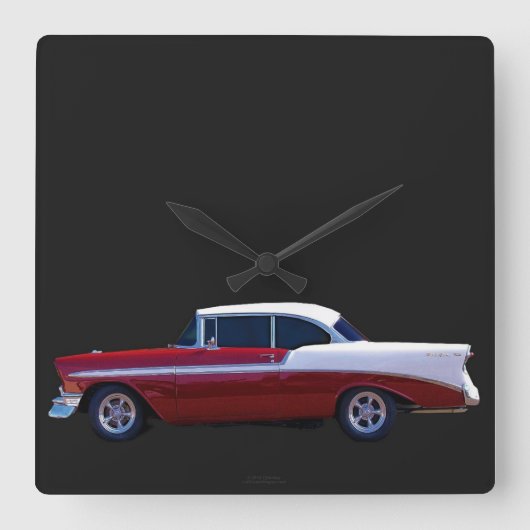 '56 CHEVY BEL AIR CLOCK QUADRATISCHE WANDUHR (Vorderseite)