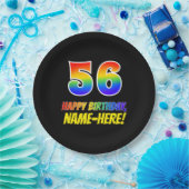 56. Geburtstag: Bold, Fun, Simple, Rainbow 56 Pappteller (Party)