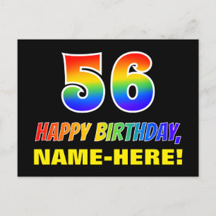 56. Geburtstag: Bold, Fun, Simple, Rainbow 56 Postkarte