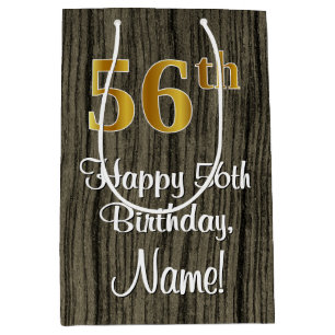 56. Geburtstag: Elegantes falsches Gold Look #, Fa Mittlere Geschenktüte