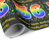 56. Geburtstag: Farbige Musiksymbole, Regenbogen 5 Geschenkpapier (Rolleneckpunkt)