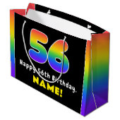 56. Geburtstag: Farbiger Regenbogen # 56, Individu Große Geschenktüte (Rückseite Schrägansicht)