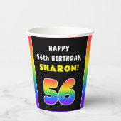56. Geburtstag: Farbiger Regenbogen # 56, Individu Pappbecher (Vorderseite)