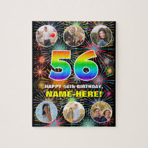 56. Geburtstag: Fun Rainbow #, Individuelle Name + Puzzle