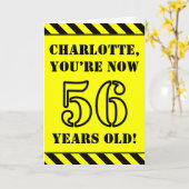 56. Geburtstag: Fun Stencil Style Text, Individuel Karte (Gelbe Blume)