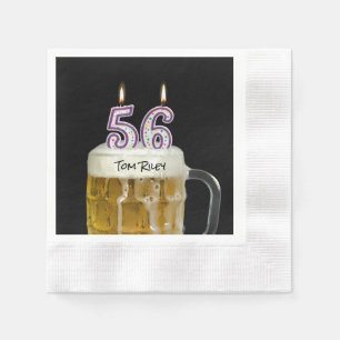56. Geburtstag Kerzen in Bier Serviette