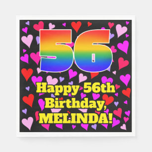 56. Geburtstag: Loving Hearts Pattern, Regenbogen Serviette