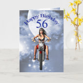 56. Geburtstag mit einem Biker Karte (Gelbe Blume)