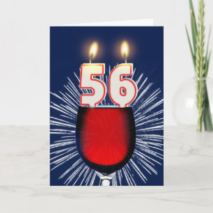 56. Geburtstag mit Wein und Kerzen Karte