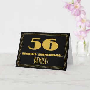 56. Geburtstag: Name + Art Deco inspiriertes Ausse Karte